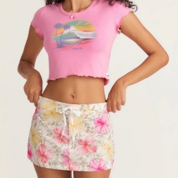 LoveShackFancy Other - LoveShackFancy Hurley Collab Hibiscus Print Boardie Skirt